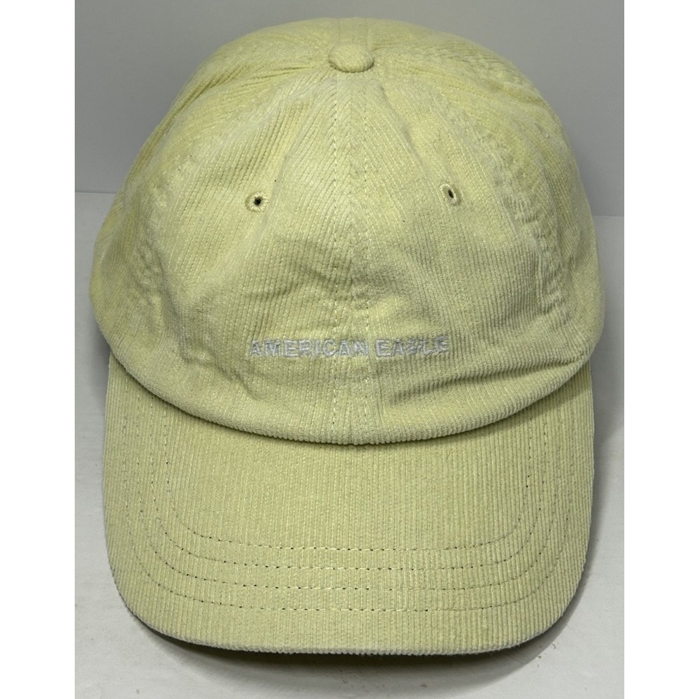 American Eagle Baseball Hat Yellow Corduroy Adjustable Women's Cap